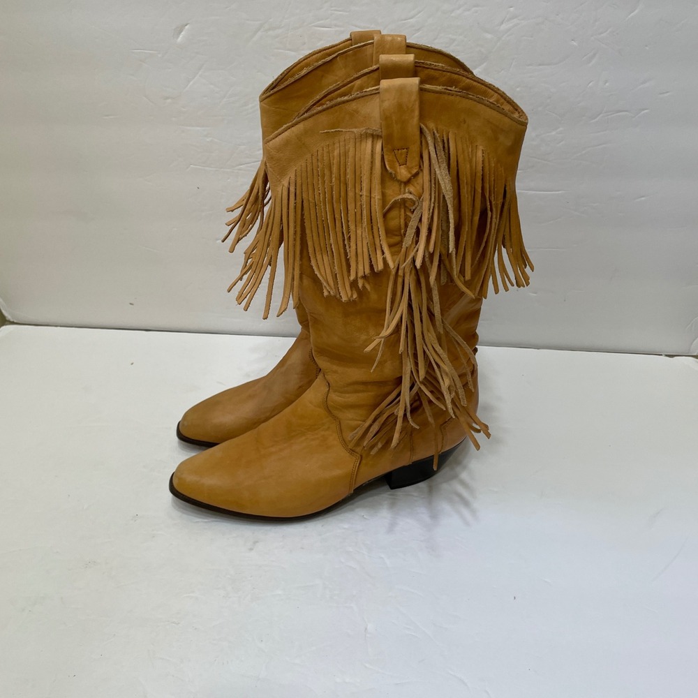 VINTAGE‎ DINGO FRINGE WESTERN BOOTS IN BUTTERY SOFT LEATHER - Picture 3 of 6
